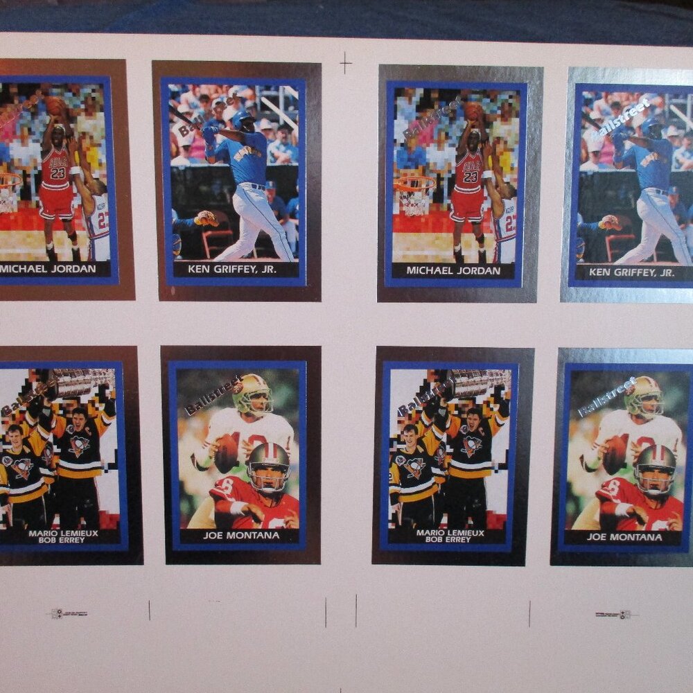 1991 Ballstreet Promotional Multiple Sports Collector Trading Card Sheet-Uncut